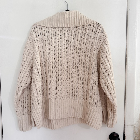 Aerie cream knit chenille pullover zip up - Picture 3 of 6